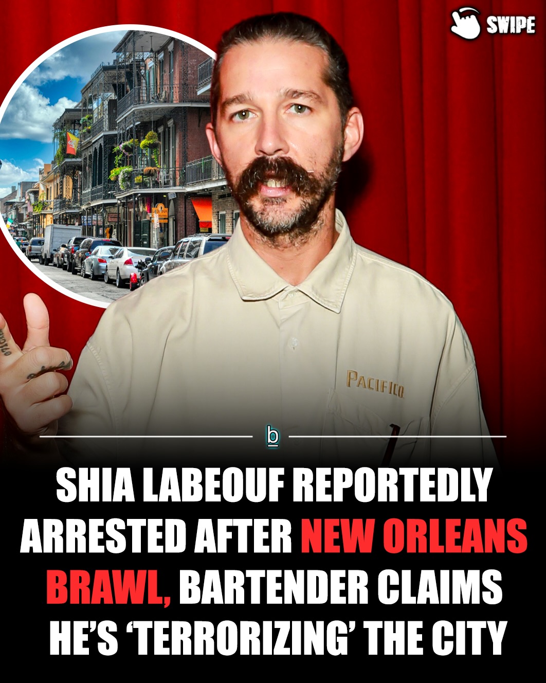Shia LaBeouf has been the talk of the town in New Orleans. Some of the talk has been good, other chatter? Not so much. 😬

Leading up to Fat Tuesday and Mardi Gras in New Orleans, Shia has been seen out and about and bartenders throughout the city are sharing stories about the actor coming into their establishments. 

Now it is being reported that Shia LaBeouf has been arrested. 🚔

TMZ reported that the Holes star was arrested after an alleged brawl during Mardi Gras. They shared this clip of the shirtless actor surrounded by officers following what appeared to have been a confrontation of sorts. 🤔

The incident reportedly occurred late night/early morning on Tuesday in the French Quarter where the actor has been seen out and about since late last week. 

The nature of the altercation is unknown. Shia LaBeouf did recently say he almost punched his ‘mentor’ Jon Voight over politics, so there’s that. 🤷‍♂️

Numerous clips of Shia around the city have been seen on TikTok, all of them fairly boring in nature. But reports from bartenders in the city suggest he’s been causing a scene.

One bartender at Ms Mae’s said they asked LaBeouf to leave after he tried to become a “celebrity bartender” and start pouring drinks. One security guard said the actor showed up shirtless and without cash to an all cash bar. 🍻💳

A bartender at that establishment claimed there are 50 ‘cash only’ signs around the bar and Shia asked to use his credit card three time. 

They said “he asked me three times if he could use his credit card. Why don’t you go back and dig holes?” Another anonymous bartender said “he is terrorizing the city!” according to the Hollywood Reporter. 😂

The actor has famously been sober since 2017 when he was court ordered into a rehab treatment program. Since then, he has led a comparatively quiet life with his wife Mia Goth. But something seems to have changed in Shia’s life recently.

#movies #guys #dudes #men