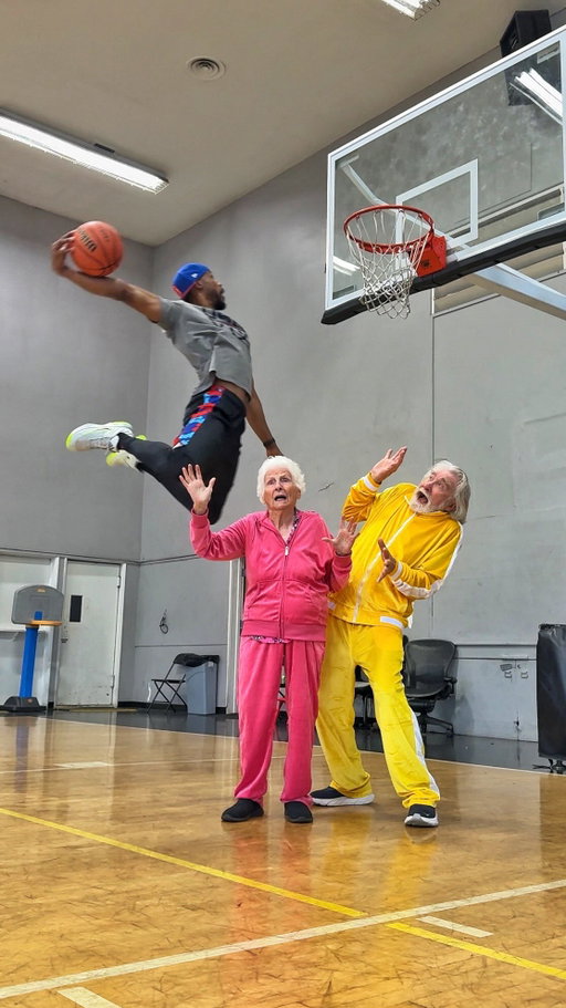 When the basketball court gets double booked 😩🏀 (Wait Till The End) #elderly #basketball