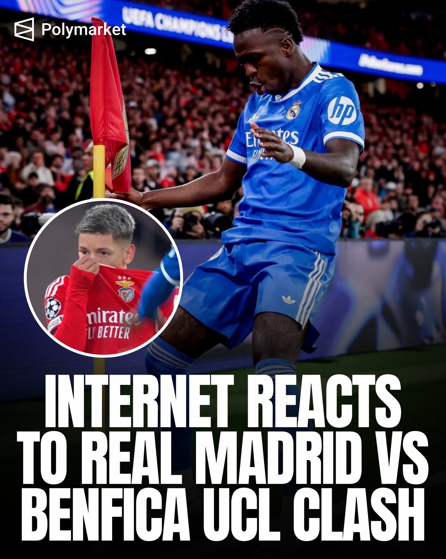 Disgraceful scenes at Benfica vs Real Madrid tonight as Prestianni called Vini Jr “monkey” more than five times after the Brazilian scored in Lisbon. 

Still 2026 and we are seeing racism in football. We stand with you @vinijr ✊🏾🤍