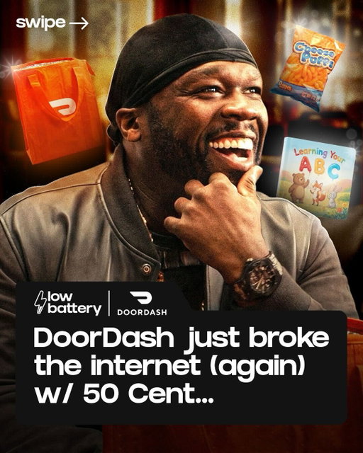 DoorDash just broke the Super Bowl advertising game👀

Instead of spending $10M on a traditional Super Bowl ad, they transitioned that entire budget to a social-first campaign.

50 Cent being one of the most prolific rappers of all time, our brands RapTV & Bars were activated to amplify the campaign to over 25 million hip hop fans on social.

𝗟𝗼𝘄 𝗕𝗮𝘁𝘁𝗲𝗿𝘆 𝗥𝗲𝘀𝘂𝗹𝘁𝘀 (𝟮𝟰 𝗵𝗼𝘂𝗿𝘀):
 • 3M+ views
 • 30K+ sends
 • 150K+ likes

Our favorite stat here is sends... 30,000 people started conversations in DMs based on our content. With Instagram increasingly becoming a messaging app, we expect that stat will increasingly become more important.

Social first is the future of Super Bowl advertising...