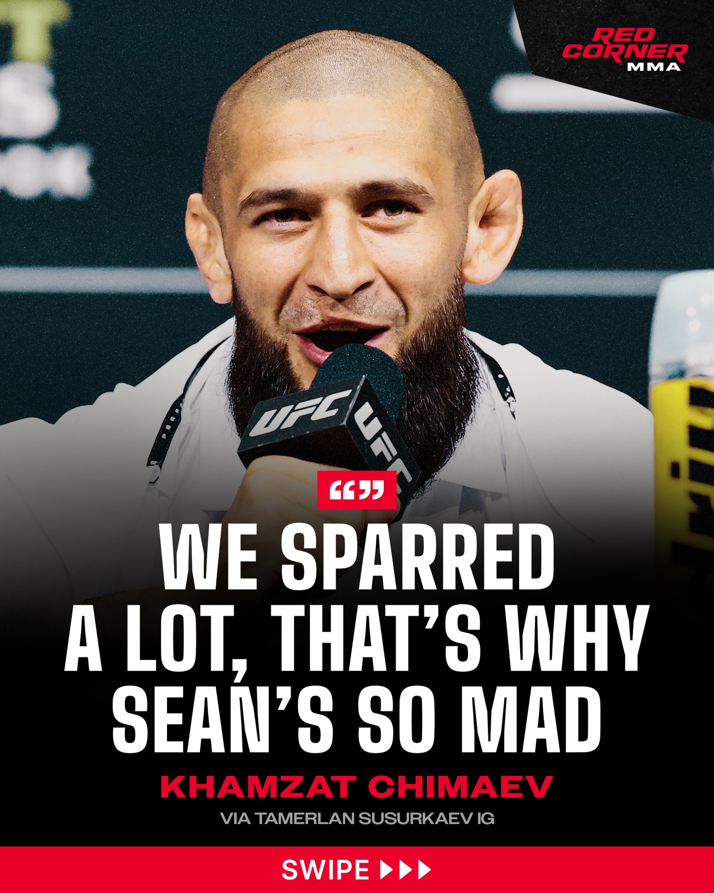 Khamzat Chimaev responds to Sean Strickland’s claim that he’s the only one who can beat him, and says the reason Sean is so mad is because of when they used to spar:

“We did spar a lot before, that’s why he’s so mad.”

Via @jaxxonpodcast