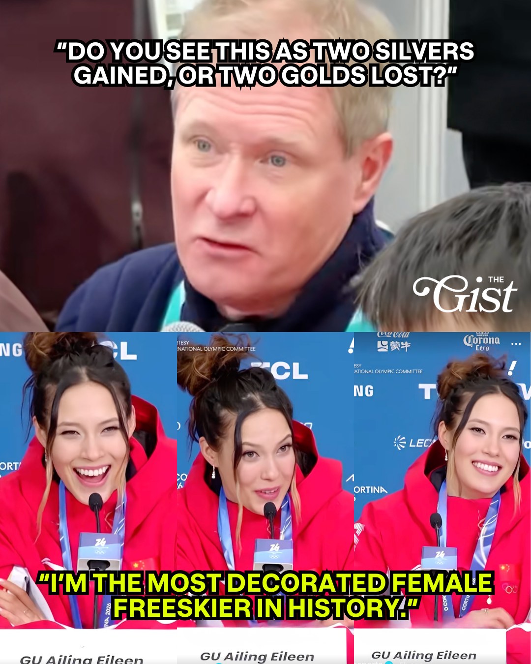 Eileen Gu IS NOT HERE FOR THE SILVER SLANDER. 🥈❌⁣
⁣
The 22-year-old freestyle star is off to a strong start at the 2026 Winter Olympics, securing silver in both big air and slopestyle, with halfpipe still to come. 🏂⁣
⁣
But when asked if she was disappointed with “only” winning silver, Gu shut it down. 👀⁣
⁣
“I’m the most decorated female freeskier in history,” she said. “Winning a medal at the Olympics is a life-changing experience… Doing it five times is exponentially harder.” 🗣️🗣️🗣️⁣
⁣
And she’s right, Gu now owns five Olympic medals after earning two golds and a silver at the 2022 Beijing Games. 🥇🥇🥈⁣
⁣
Gu says she’s proud to be the only woman competing in all three freestyle events and is focused on giving her best in halfpipe. 👏⁣
⁣
Silver isn’t a loss. And Gu made that very clear. 💅⁣
⁣
#eileengu #milanocortina2026 #olympics #womenssports #skiing