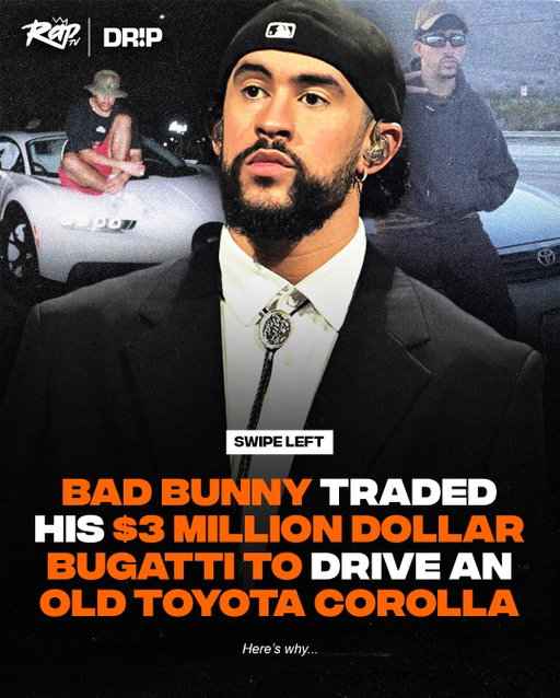 #BadBunny went from rollin’ in a $3 million dollar Bugatti, to driving in a 2003 Toyota‼️🤯

Swipe to see why… 👀