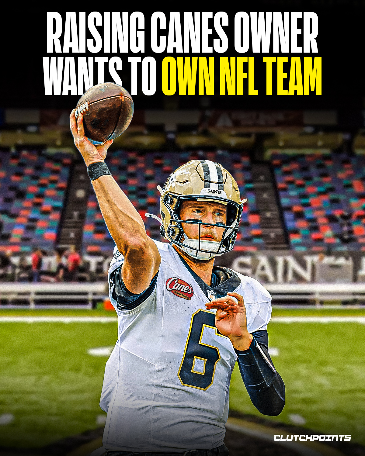 The owner of Raising Cane's could be buying an NFL team soon.

Todd Graves - the billionaire founder of the fast food chain - expressed interest in owning an NFL team when he was on the New Heights pod. 

He noted his close friendship with Saints owner Gayle Benson, and joked that if the Bensons ever sold the team, he might have an inside track.

Raising Cane's has long had connections with the NFL.

Sam Darnold recently served food at Seattle's first Raising Cane's after his Super Bowl victory.

After the Eagles' SB win last year, Saquon Barkley also appeared at a Philly Raising Cane's.

In 2022, Ja'Marr Chase worked at a Cane's drive-thru in Cincinnati. 

Cane's was even the first community partner of the Las Vegas Raiders - featuring tailgates and a Raiders-themed 10-foot-tall cup.

Todd Graves is worth around $22 billion, and loves the NFL.

So don't be surprised if we see chicken fingers on an NFL jersey in the near future.

Because Graves could really go from founding a nationwide fast food chain to owning an NFL franchise.