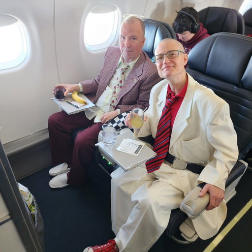 This was us, hours ago when we were young and just leaving on this trip. Now we start the hard part of 17 hours from here to there, then 14 hours in the airport there to get back to here and then to there where I took this picture . I bet we look older there. But that will be then.