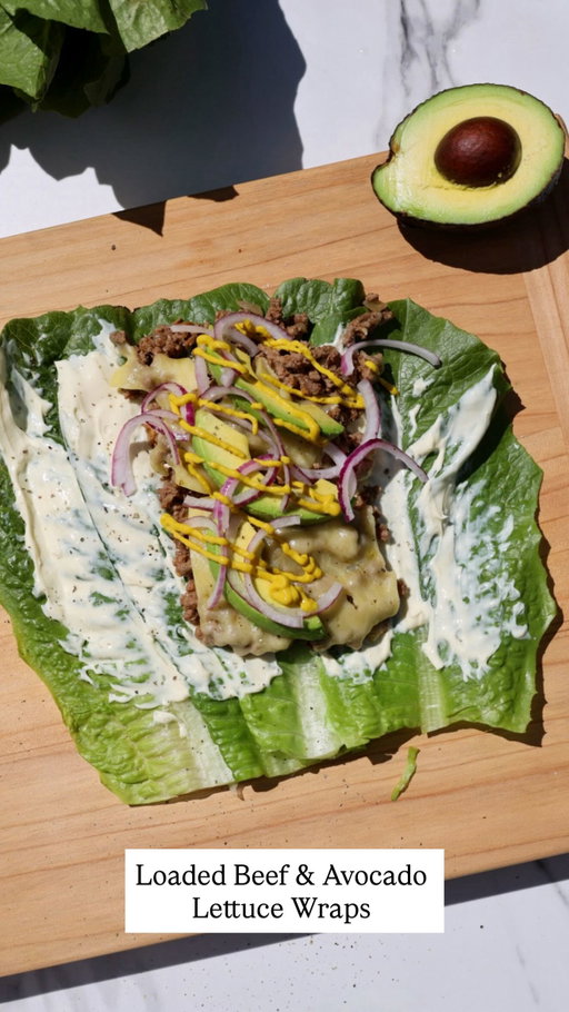 Loaded Beef & Avocado Lettuce Wraps
You need a quick, low-carb meal that’s fresh, filling and packed with flavour. 

10 years ago I had gastric sleeve surgery, and alongside that came a complete shift in how I ate and how I fuelled my body.
I had to relearn everything - portions, protein, balance, and finding meals that kept me full without feeling heavy. This became one of my absolute go-tos.
Simple, high in protein, easy to throw together, and it actually tasted good - which mattered, because when you’re changing your lifestyle, the food still has to feel enjoyable or it’s just not sustainable.
A decade later and I still come back to meals like this. Proof that the basics done well really do stick 🤍

These loaded lettuce wraps hit every time.
Ingredients:
* Lettuce leaves
* Avocado, sliced
* Light cream cheese
* Red onion, sliced 
* Mustard
* Sliced cheese
* Ground beef sautéed with onions and taco seasoning
Method:
1. Cook the ground beef with onions and taco seasoning until browned and fragrant.
2. Lay out lettuce leaves as your base.
3. Spread a little light cream cheese and mustard onto each leaf.
4. Add the cooked beef mixture, sliced avocado and sliced cheese & red onion.
5. Roll and enjoy immediately.
Fresh, juicy, and seriously satisfying - perfect for an easy lunch or quick dinner. 🥬🥑