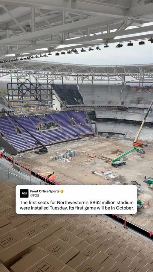 Northwestern’s $862M, 35k-seat stadium is progressing towards its first game in October 2026.

The team will still play two home games at their temporary lakefront stadium in September before moving to the new Ryan Field.