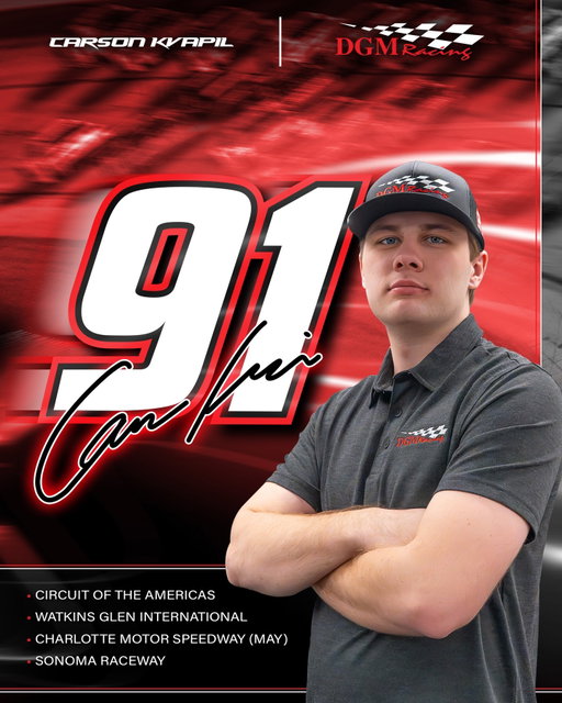 Adding Carson to the lineup 🧑‍🧑‍🧒‍🧒 @JRMotorsports Driver, @CarsonKvapil will pilot the No. 91 at four @NASCAROReillyAP races filling out the remainder of his full time schedule.