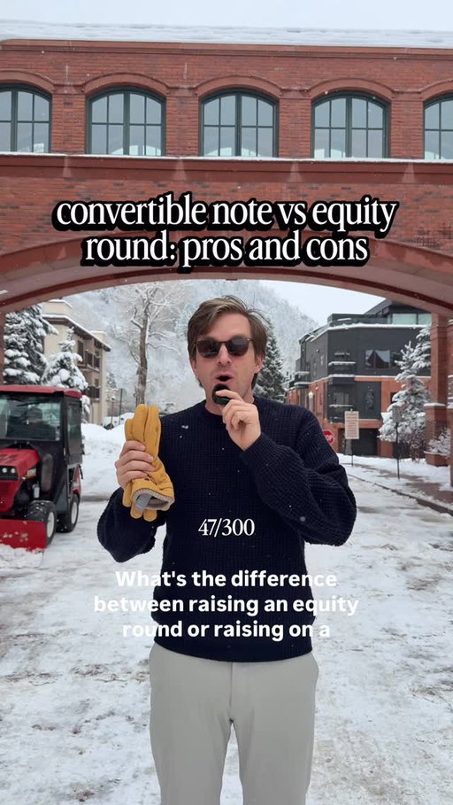 This is a WILD over simplification of the topic. But convertibles are cheap and have complications, equity is expensive and clean. The earlier you are in the journey the more flexible your investors will be for investing on a convertible note. One MAJOR exception is if you’re crushing it and much larger - investors may let you do a convertible note to capture some upside there…