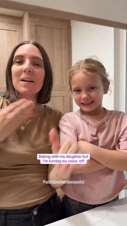 Voices off. Hands signing. Brownies baking.  #ad Making neighbor treats with our @whirlpoolusa Smart Range. Air Baking gives even results on every rack, so every batch is just as sweet as the reason behind it.  #WhirlpoolAmbassador
#baking #motherdaughter #asl