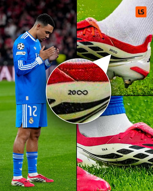 Trent Alexander-Arnold was spotted with special detailing on his boots in the Champions League last night 🔍

His initials on the left, and on his stronger right foot: 20 and an infinity sign - a tribute to his late teammate Diogo Jota 🤍♾️
