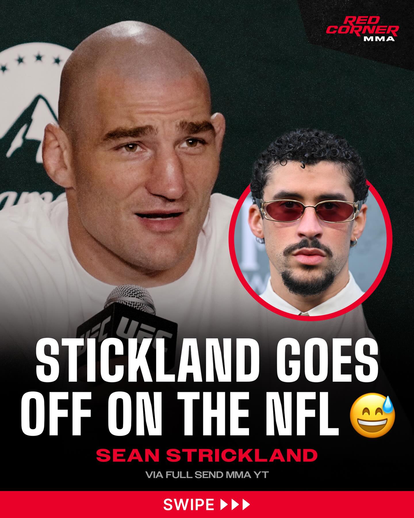 “The NFL used to be the standard for being a man” 

Sean Strickland just absolutely went off on the NFL and the Super Bowl halftime show, performed by Bad Bunny, in his UFC Houston press conference.

He did not hold back at all. 😳

Via @fullsend_mma
