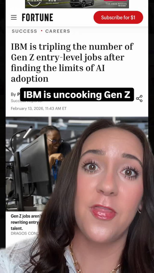 37% of companies are replacing entry-level roles with AI. IBM just tripled their entry-level hiring instead. 👀

They’re not pretending AI doesn’t replace work, but they literally redesigned the jobs around what AI can’t do yet. Customer interaction, problem solving, supervising AI systems.

IBM’s betting that Gen Z’s comfort with AI is an advantage. And they might be onto something!

What do you think? is IBM actually ahead of the curve or is it just good PR?