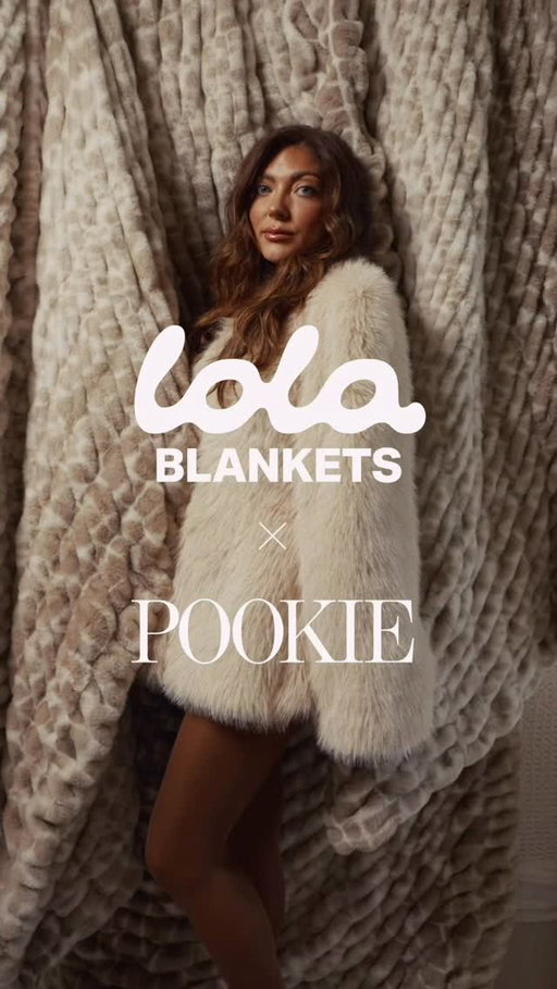 LOLA X POOKIE 🩶 Come with us for an exclusive home tour and BTS look at my collection with @lolablankets Stone Croc launches TOMORROW 2.20 at 9am MST // 11am EST. limited quantities available #home #couple #pookie