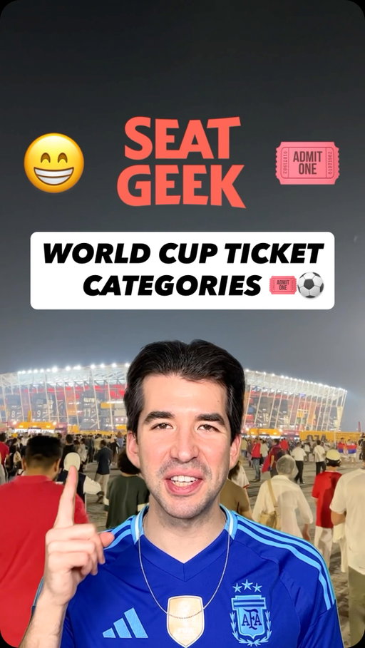 🏟️ Make sure you understand seating BEFORE you buy World Cup tickets.

🎟️ World Cup Tickets are divided into FOUR categories.
💺 Exact Seats and Sections are yet to be determined.
👀 Check out your Seat View before you buy.
👥 If you buy tickets together on SeatGeek, they will be seated together.

🎟️ Get your tickets with @SeatGeek 

#TeamSeatGeek #WorldCup #Soccer #Football #AD