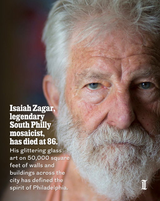 Isaiah Zagar, 86, of South Philadelphia, renowned mosaic artist who crafted glittering glass art on 50,000 square feet of walls and buildings across the city and founded Philadelphia’s Magic Gardens, has died.⁠
⁠
Mr. Zagar died at his home in Philadelphia from complications of heart failure and Parkinson’s disease, the Magic Gardens confirmed on Thursday.⁠
⁠
“The scale of Isaiah Zagar’s body of work and his relentless artmaking at all costs is truly astounding,” said Emily Smith, executive director of the Magic Gardens. “Most people do not yet understand the importance of what he created, nor do they understand the sheer volume of what he has made.”⁠
⁠
His art, Smith said, “is distinctive and wholly unique to Philadelphia, and it has forever changed the face of our city.⁠
⁠
Read more at the link in our bio.⁠
⁠
📝 by Rosa Cartagena / Staff⁠
📸 by Margo Reed / Staff