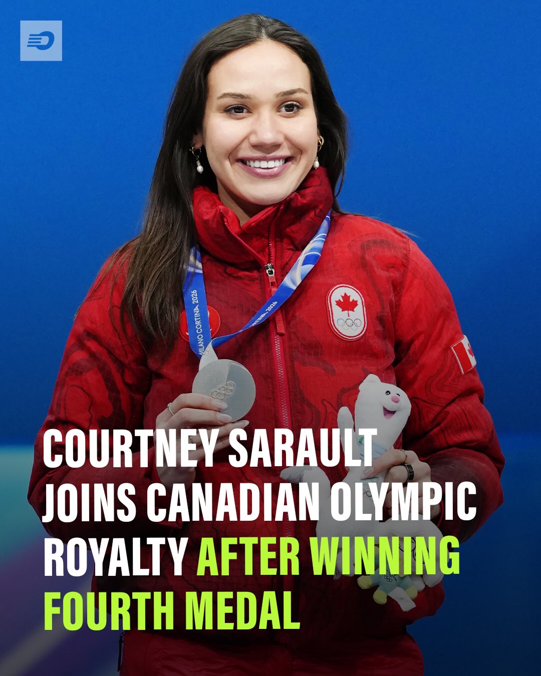Canadian Olympic short-track speed skater Courtney Sarault joined an exclusive club 🤩🍁🥈

Sarault is just the fourth Canadian athlete ever to win four or more medals at a single Olympics, summer or winter‼️

📸 Canadian Olympic Committee
#olympics #milanocortina2026 #teamcanada
