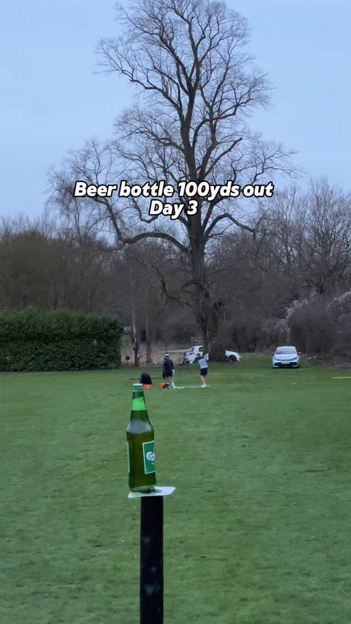 This was epic! Day 3 beer bottle 100yds out. H is back and this was crazy! #golf