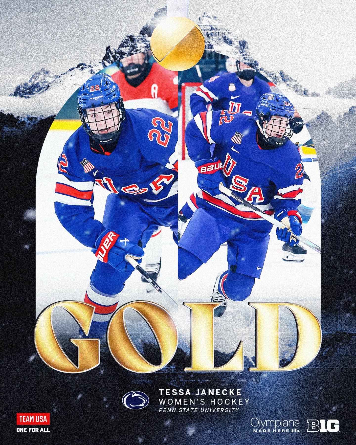 Tessa Janecke is a gold medalist! Congratulations Tessa! 🥇🇺🇸

#B1G #OlympiansMadeHere x @pennstatewhky