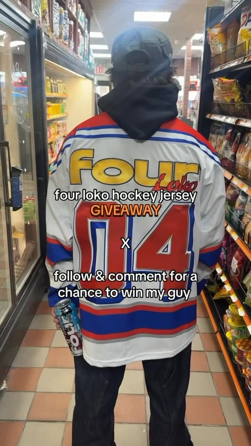 since hockey is so topical... comment & like for a chance to win a four loko jersey my guy.