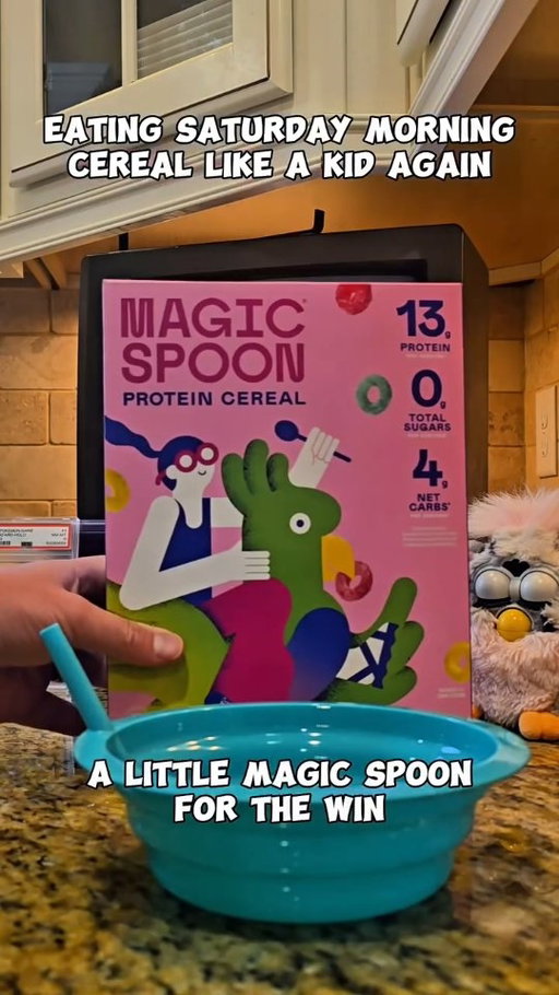 Eating cereal the way it was meant to be: in front of a TV with your favorite cartoon on. 🥣✨

All the nostalgia and great taste you remember - now loaded with protein for your grown-up goals. 💪 #magicspoon #magicspoonpartner