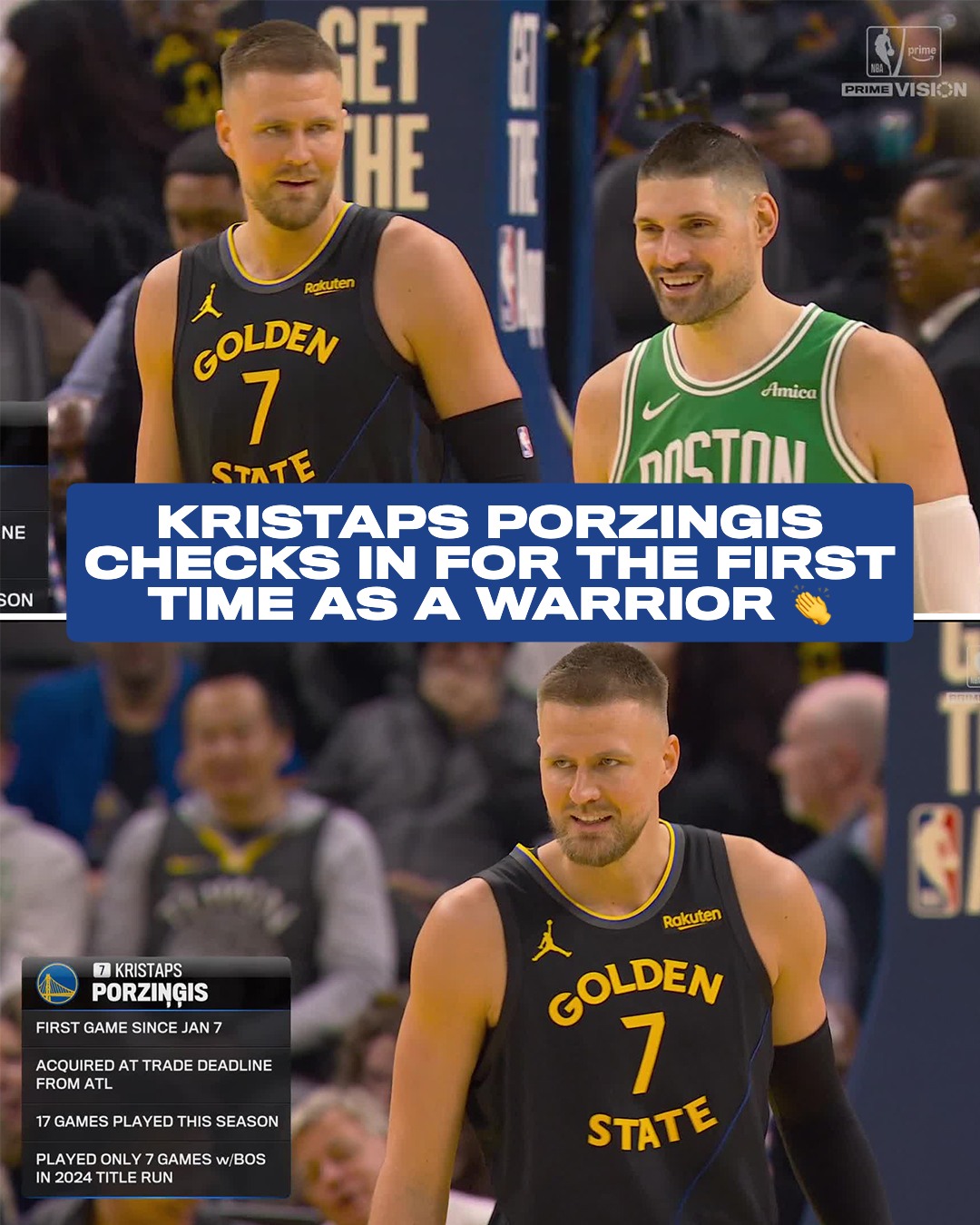 First look at Kristaps Porzingis on the court for the Warriors 👀