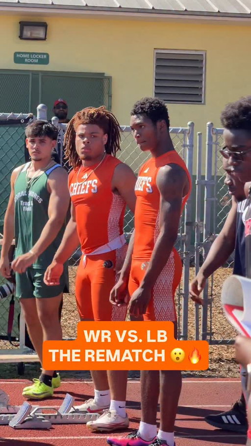 What a REMATCH. Close finish 😳🍿 @_youngshiner_n1 @goldenchld_9 

5⭐️ WR Nick Lennear went toe to toe with LB Zakhari Johnson in the 100M dash.