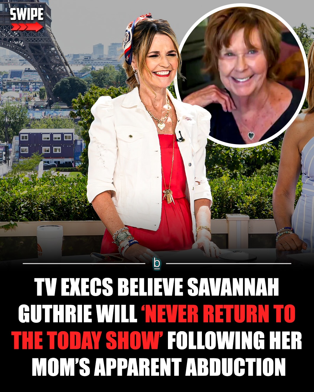 Veteran television executives reportedly believe that The Today Show host Savannah Guthrie will never return to her post following the disappearance of her mother Nancy. 

84-year-old Nancy Guthrie has been missing since February 1, 2026, after authorities say she was abducted from her home in the Tucson, Arizona area. 

Despite the week’s long investigation, however, a suspect has yet to be officially named in Nancy’s disappearance.

Regardless of how this nightmarish ideal turns out, however — with an unfortunate conclusion currently seeming like the most likely — “multiple TV veterans” have claimed that there’s “no way” Savannah Guthrie will return to The Today Show, where she has been a co-anchor since 2012.

“Multiple TV veterans told Status News that it’s doubtful she’ll ever return. ‘There’s no way Savannah’s coming back. I can’t imagine she would even want to.’”

“Everyone at Today is taking this day by day, and of course giving Savannah the grace, time and support she needs,” another source told the New York Post.

A doorbell camera at Guthrie’s home captured a masked man wearing gloves, a backpack, and a holstered gun tampering with the camera in the early hours of February 1. 

According to investigators, Guthrie’s pacemaker app lost contact shortly afterward and she was reported missing later that morning when she failed to show up for church.

Authorities later confirmed blood found on her front porch matched her DNA, and media outlets reported ransom-style letters with deadlines that have since passed, with a fourth alleged ransom letter being delivered to TMZ earlier this week.

Our thoughts are with the Guthrie’s and their friends and family during this difficult time.