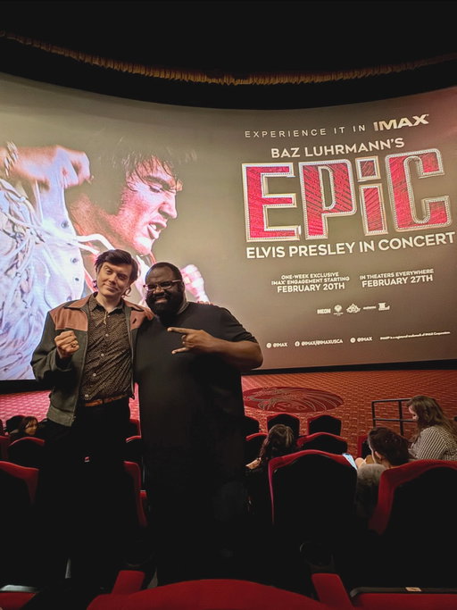 Go watch @epic.themovie ! Elvis on the IMAX was unreal. I had a great time hanging with @themarcusmosley too, we both loved the film. Director @bazluhrmann did an amazing job bringing the King back to the screen in this never before seen footage. We also got collectible tickets which looked like actual concert tickets, which was a fun detail.  Overall the LA premiere was a dream come true experience. I cannot wait to go watch again.  #elvis #elvispresley