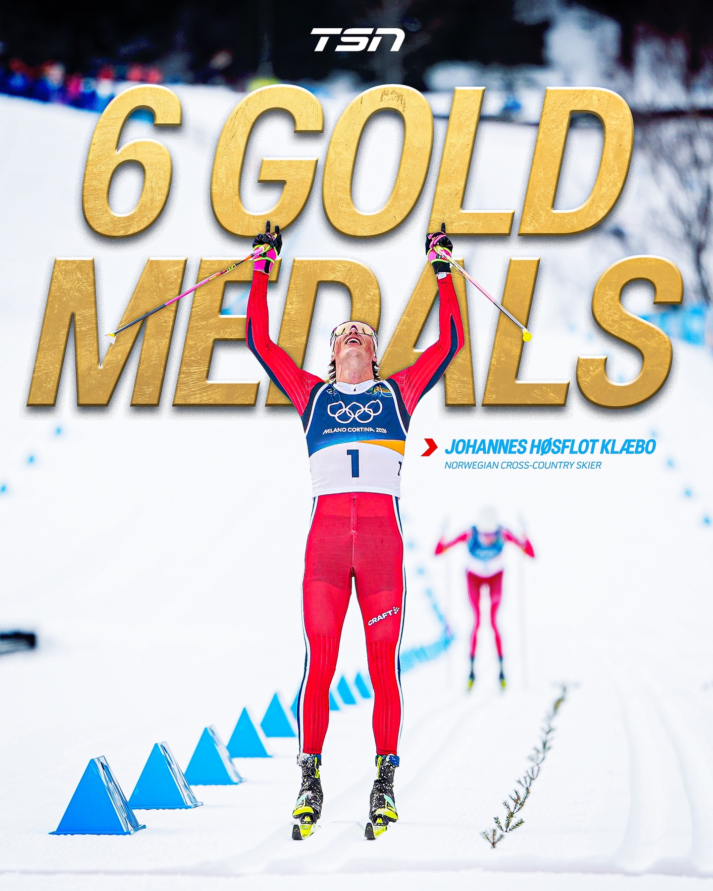 Johannes Høsflot Klæbo becomes the first athlete EVER to win SIX Olympic golds at a single Winter Games 🤯🇳🇴

All six medals were won in cross-country skiing (10km interval start, 4x7.5km relay, 50km mass start, skiathlon, sprint, and team sprint).

#MilanoCortina2026
