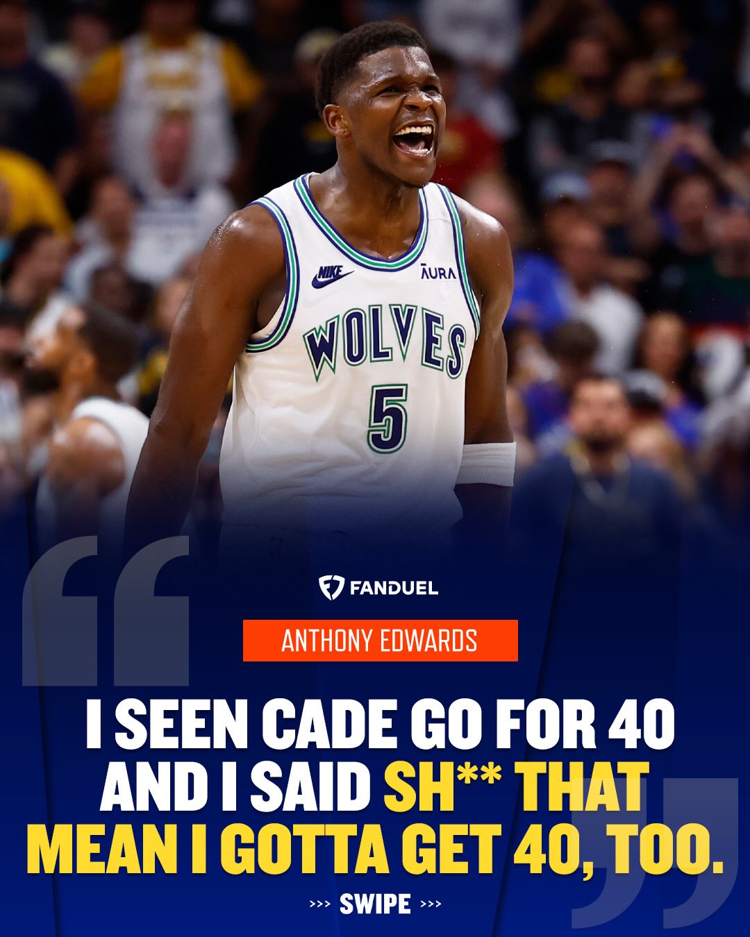 Anthony Edwards really saw Cade Cunningham drop 40 and said “aight bet” 🤣

#NBA | #Basketball | #Timberwolves