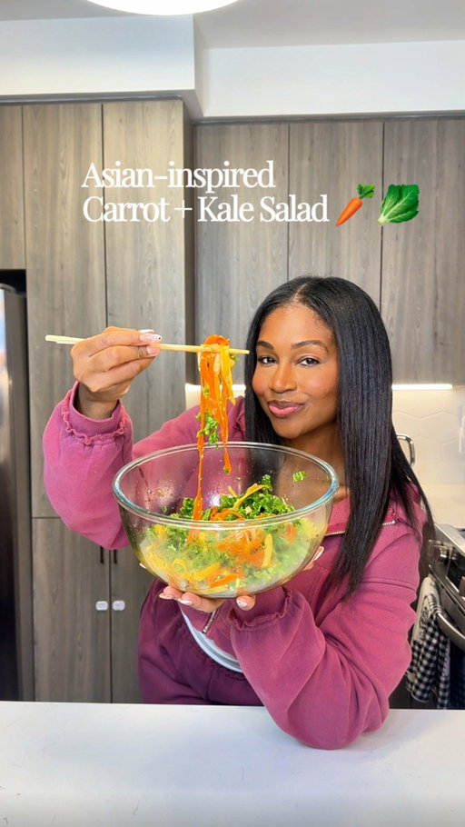 Fiber-rich, nutrient-dense salad, perfect for improving gut health: Asian-inspired Rainbow carrot + kale salad 🥗 

Eating cleaner doesn’t have to feel like punishment. If you’re someone who struggles with adding veggies to your meals- try this snack.

Save this video for later and let me know what you think!

Ingredients:
Rainbow carrots
Cucumber
Kale
Soy sauce 
Oyster sauce
Toasted sesame oil
Chili crunch

#rainbowcarrotsalad #healthyfoodie #wellnessjourney #guthealing #healthymealideas