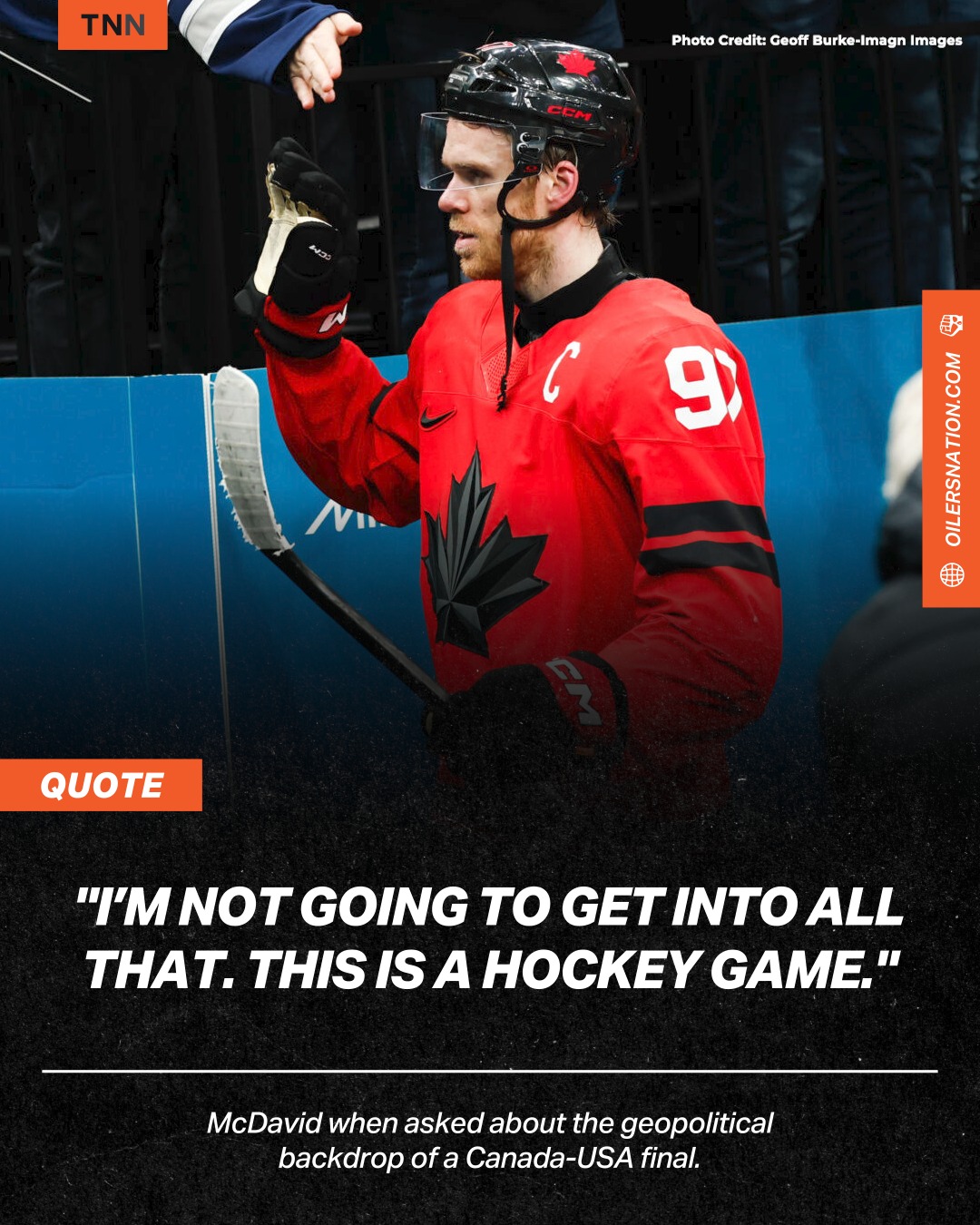 For Connor McDavid, this is just a hockey game. Quote via Michael Traikos of The Hockey News.

#hockey #nhl #oilers #edmontonoilers #oilersnation
