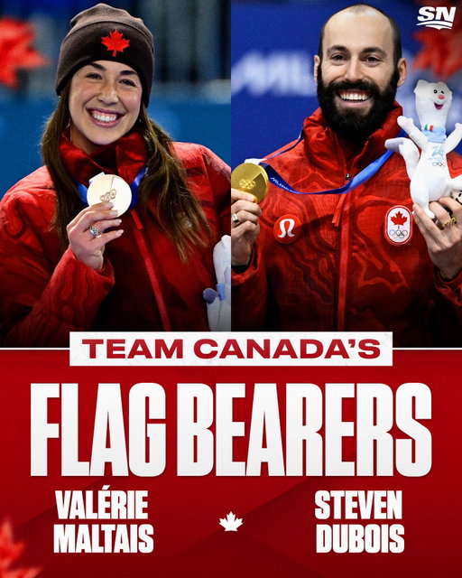 Multi-medalists Valérie Maltais and Steven Dubois have been named as Canada’s flag-bearers for the closing ceremony of #MilanoCortina2026 👏🇨🇦