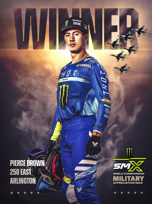 @_PierceBrown lights the candles in Arlington to claim his first @MonsterEnergy Supercross WIN! 🏆 

#SupercrossLIVE #SMX #Yamaha