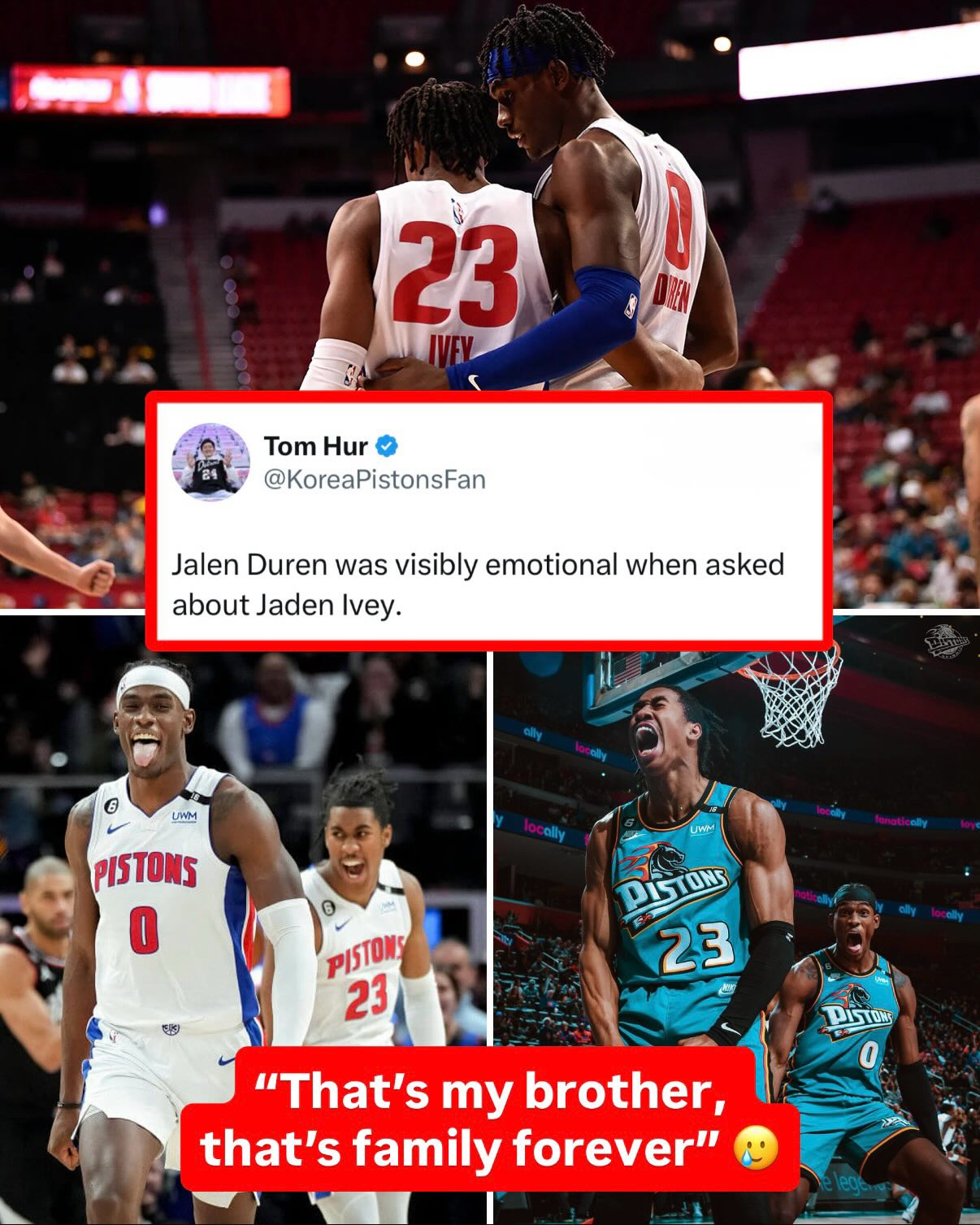 Jalen Duren talking about Jaden Ivey will have you tearing up 😔

(h/t: KoreaPistonsFan/X, coorslighttrain/X)