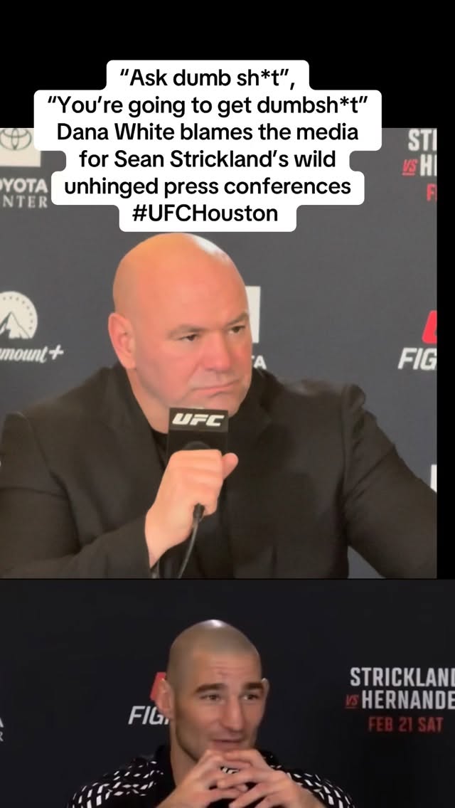 Dana White blames the media for Sean Strickland’s wild unhinged press conferences 
#UFCHouston