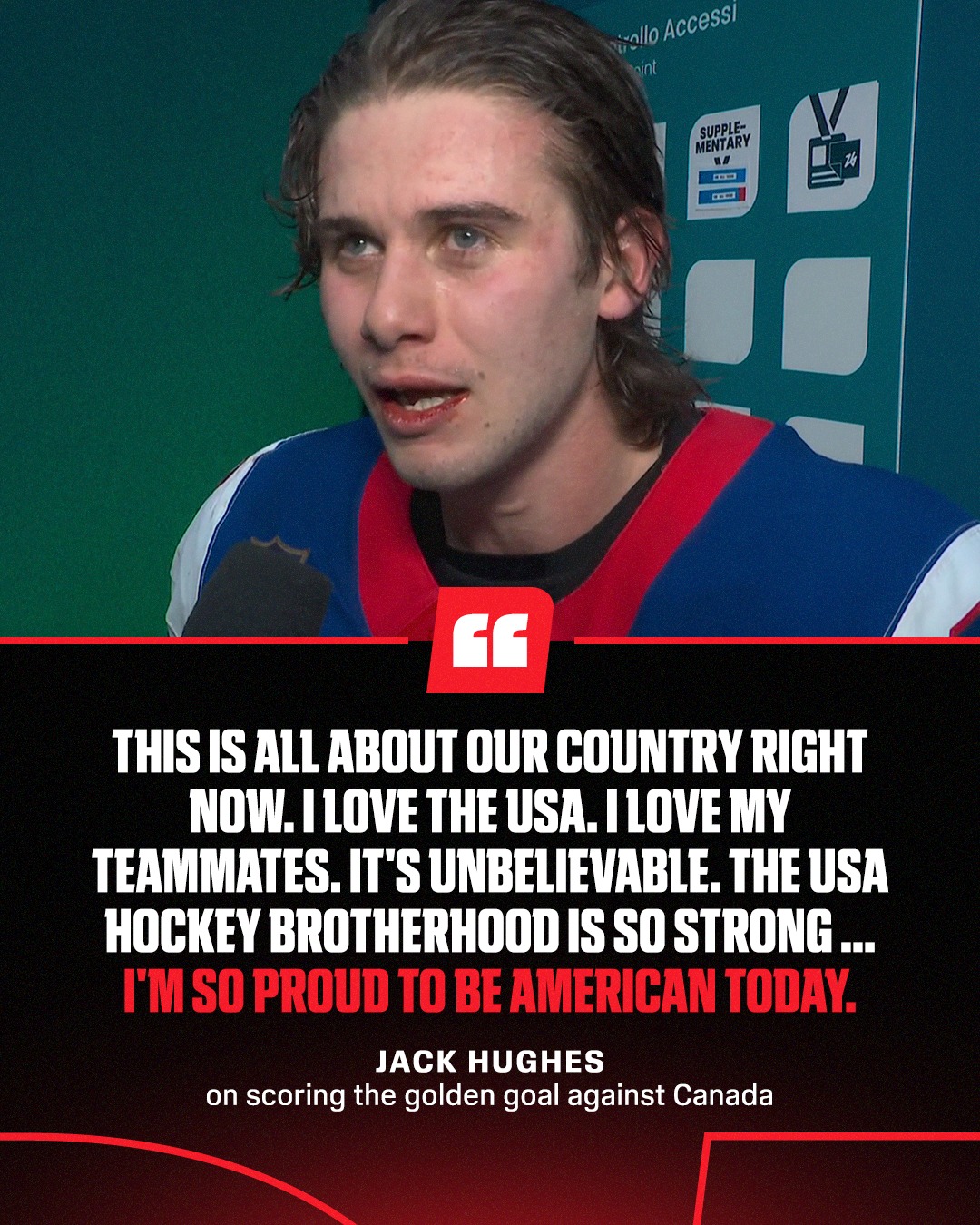 Jack Hughes with an all-time quote after his all-time moment in the Olympics 🙌🥇