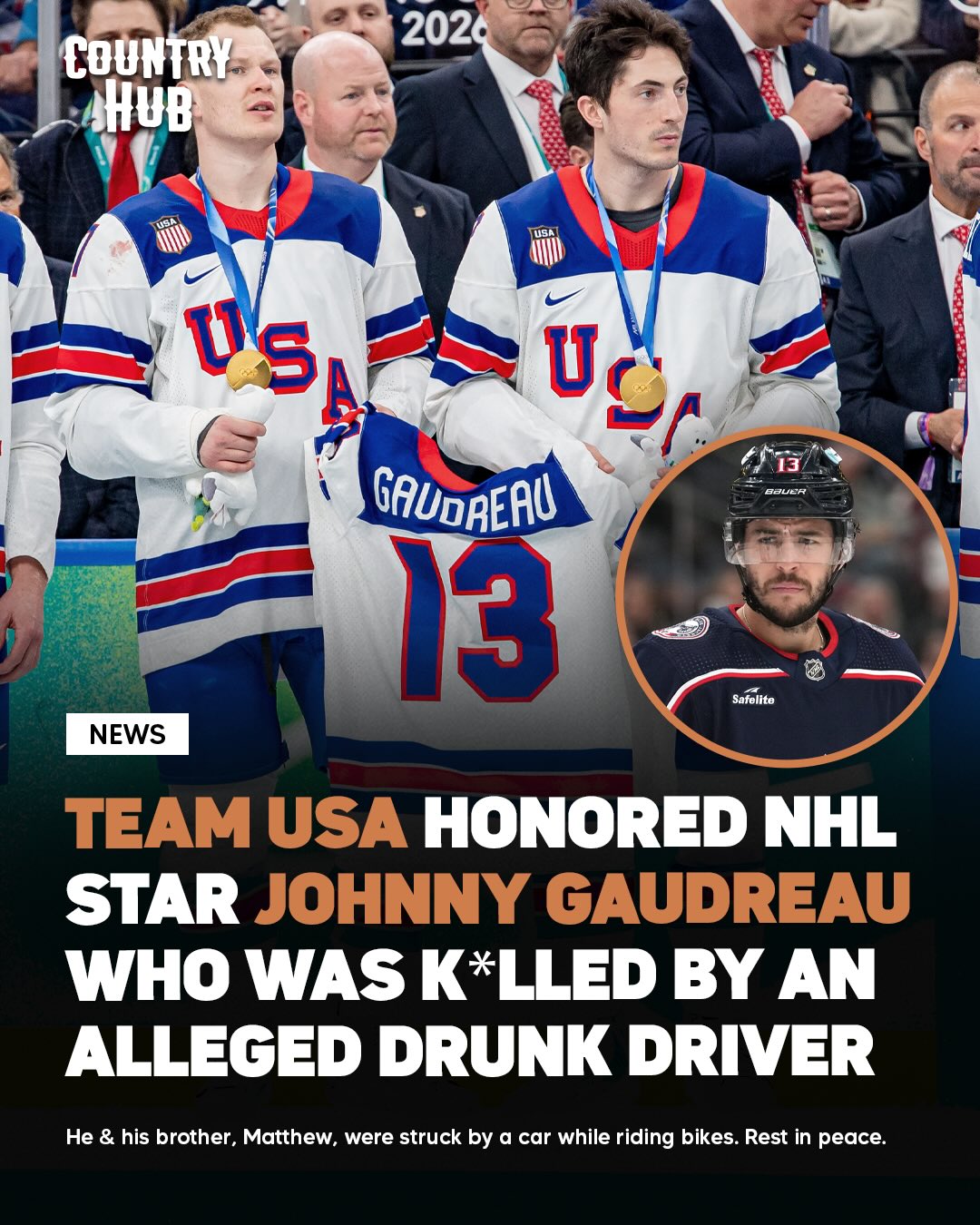 Team USA honored the late Johnny Gaudreau 🙏

He and his brother, Matthew, were struck by a car while riding their bikes.

Rest in peace, Johnny and Matthew Gaudreau ❤️