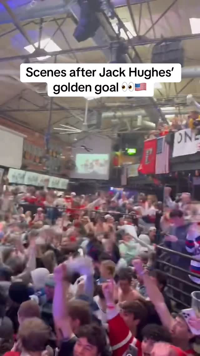 This bar in Ohio was going CRAZY after Jack Hughes scored the OT winner for Team USA in the gold medal game 👀🥇

(via: x/char_cliff)