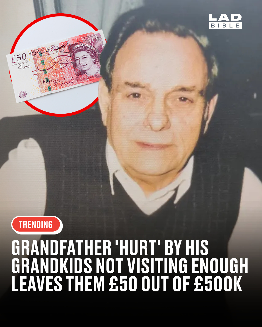 A granddad left most of his £500k fortune to just two family members, giving his grandkids £50 each 💷😬⁠
⁠
Fredrick Ward Sr passed away in 2020, and his will left the bulk of his estate, including a £450,000 flat, to his son Terry Ward and family friend Susan Wiltshire.⁠
⁠
His grandchildren only received £50 each, after Fredrick reportedly felt let down that they never visited him during three hospital stays for a lung condition.⁠
⁠
They took it to court, but the judge ruled the will was valid, saying Ward had “rational grounds” based on limited contact in his final years.⁠
⁠
Do you think that was fair? 🤔