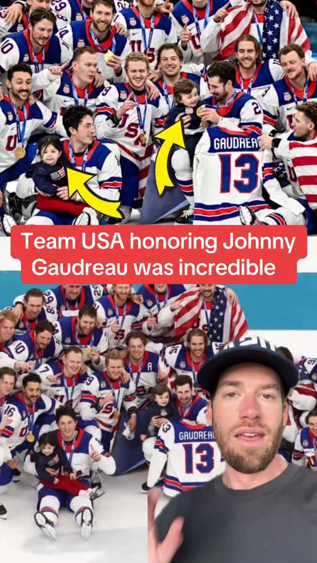 Team USA honoring Johnny Gaudreau after winning hockey Olympic Gold is the best thing you’ll see today #winterolympics #johnnygaudreau #nhl #usahockey