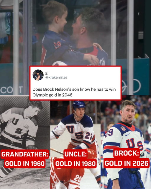 Brock Nelson is a third-generation gold medal winner, so next Nelson/Christian up… 🥹🥇 (h/t krakenisles/X) #teamusa #olympics #hockey #brocknelson #goldmedal