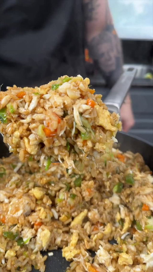 🦀 Crab Fried Rice — No Day-Old Rice Needed 🍚🔥 you could order take out.. but it’s better when you Make It Happen At Home!

Fried rice cravings don’t wait 24 hours — so I didn’t either. I used freshly cooked (parboiled) rice, spread it out, let it chill in the fridge for a bit, and boom 💥— the perfect texture without the wait.

Shopping List:
1 cup parboil rice
1lb lump crab 
1-2 jalapeños
1/2 diced onion
1-2 diced carrots
2 tbsps garlic
1/2 cup shaved brussel sprouts
2 eggs
AP Seasoning
Chicken bouillon or msg

Sauce:
1/4 cup soy sauce
1/2 tsp sesame oil
2-3 tbsps hoisin
1/4 tsp liquid smoke (mimics the takeout flavor from high heat woks)
1 tbsp ginger and garlic
1 tsp MSG

Perfect for when the craving hits now and you don’t want to wait a day for day old rice like most recipe calls for… 
�Save this for your next weeknight dinner upgrade!

#mrmakeithappen #friedrice #seafood #seafoodlover