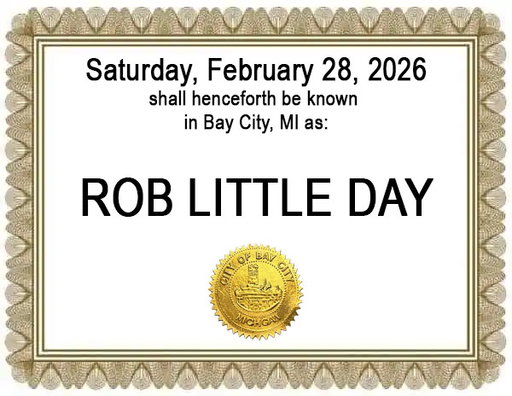 PLEASE SHARE 

OMG, I JUST GOT SOME AMAZING NEWS!!!!

The mayor of Bay City, Michigan - Christopher Girard (the big town south of where I grew up - Pinconning) is presenting me with a huge honor at my show at the State Theatre this upcoming Saturday.

Get your tickets asap!
https://www.simpletix.com/e/rob-little-live-tickets-251511