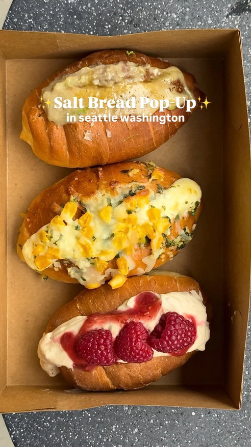 Salt Bread Pop-Up 🧂🥖
@yumisdesserts is serving up the best salt bread I’ve tried in Seattle! Perfectly golden, pillowy on the inside, and just the right amount of saltiness. 

The menu switches up every pop-up, but you can always count on the original and the garlic corn cheese (my absolute fave!).

They’ll be back in University District next weekend and trust me, you’ll want to get there early. They sold out within the first hour yesterday!

Also shoutout to @valematcha for hosting the pop-up this weekend! What’s unique about them is they have matcha on tap! I loved their strawberry matcha here! 

Next Pop-Up: 
📅 Saturday, 2/28 
🕚 11am - 2pm 
☕️ @snoozeseattle 
📍 4213 University Way NE Seattle WA