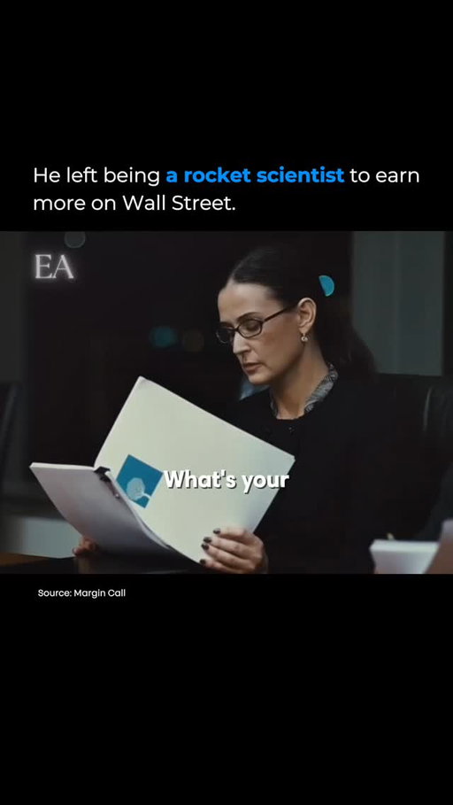 Talent often follows incentives more than ideals.

In Margin Call (2011), Peter Sullivan reveals he holds a PhD in propulsion engineering from MIT but chose a career on Wall Street. When asked why, his answer is direct: it’s all numbers, and the money in finance is far more attractive. The line isn’t just about one character. It reflects a broader pattern where highly trained technical minds move toward industries that reward them most immediately.

The film uses that detail to raise a larger point. Where top talent goes shapes what gets built. If the highest rewards sit in finance, more engineers and scientists gravitate there. If incentives shift toward building infrastructure, energy, or technology, talent tends to follow those paths instead.

Markets don’t just allocate capital. They influence where intelligence is applied.

Follow @entrepreneurarchived for more timeless lessons from the worlds boldest leaders.

#talentallocation #incentives #innovation #careers #economics