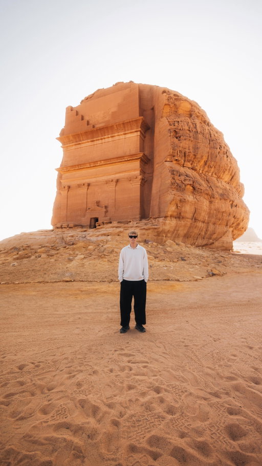 Everyone talks about Petra because it’s one of the 7 wonders of the world, but nobody talks about this insane tomb in Saudi Arabia built by the same civilization as Petra. This is Hegra, a massive tomb carved into a rock in the desert of Saudi Arabia. You have to add this to your Saudi Arabia bucket list 🇸🇦🐪

Follow @malakai.barclay for more travel content 🌎 

#traveltheworld #travelexperiences #saudiarabia