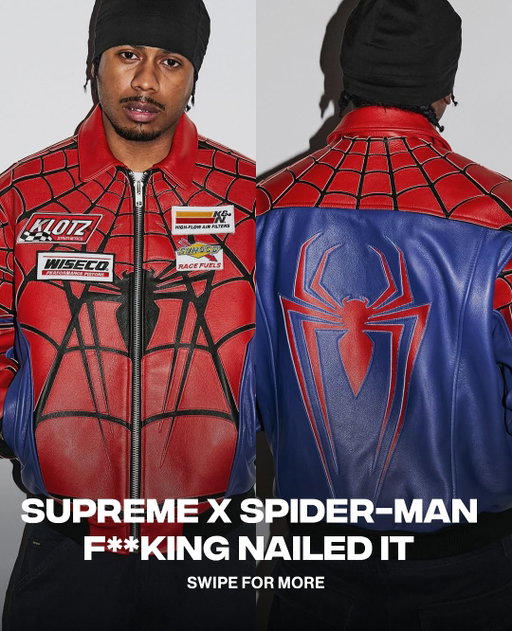 Supreme x Spider-Man was not on my 2026 Bingo card, but they cooked!

Take a look at the full @supremenewyork x @spiderman x @vansonleathers collection