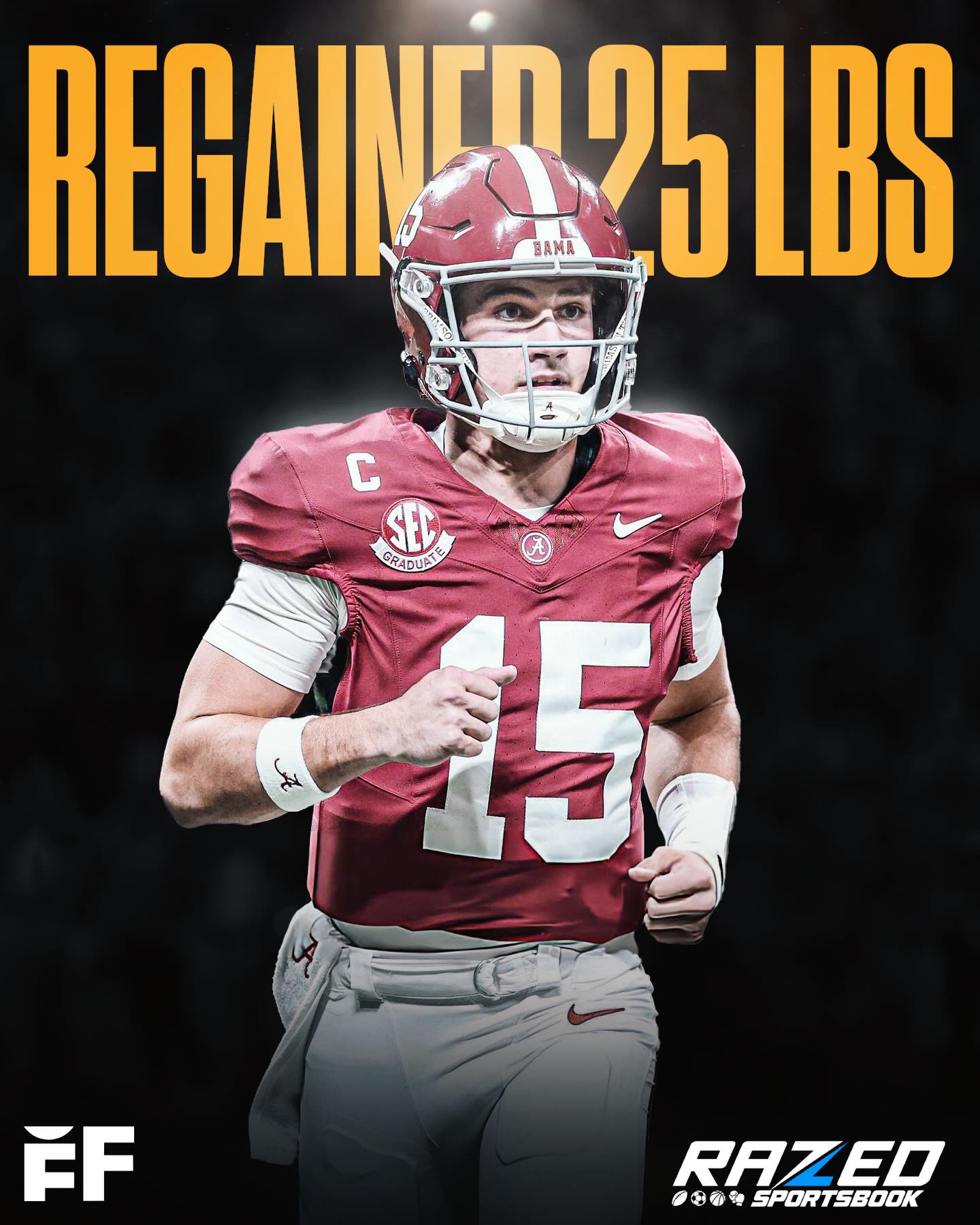 Alabama QB Ty Simpson weighed in the 190s ahead of the Rose Bowl due to a “severe case” of gastritis he dealt with late in the season, but is back up to 215 pounds as he heads to Indianapolis for the NFL Combine.

Gastritis is a fairly common digestive issue that results from inflammation of the stomach lining and can lead to loss of appetite, stomach pain, and nausea or vomiting.

(via Tom Pelissero)
